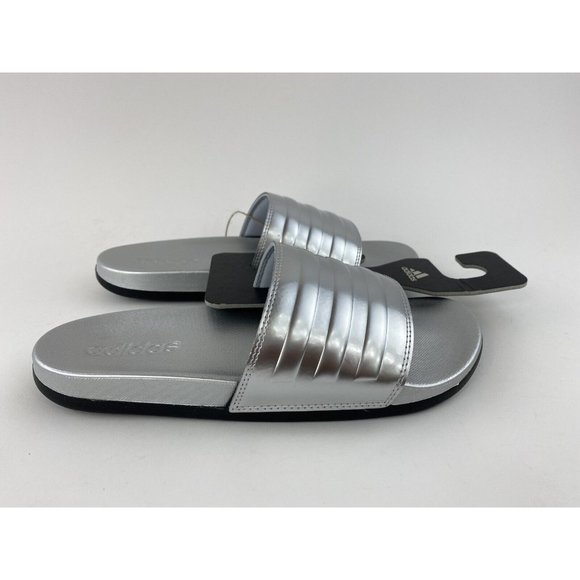 Adidas Adilette Comfort Chrome Silver Women's Slides Sandals Metallic Slide - Picture 6 of 10